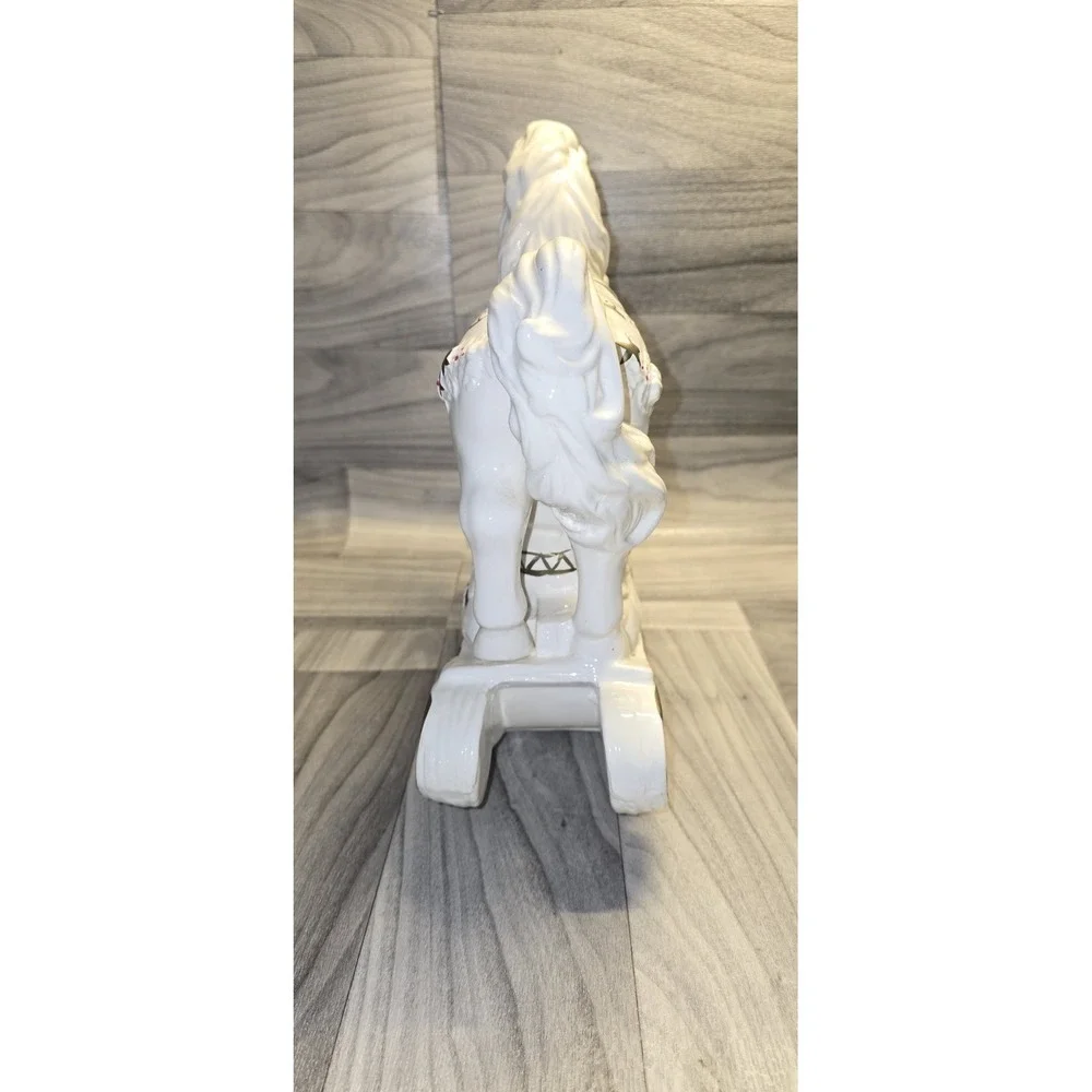 Christmas Rocking Horse Large Home Ceramic  Original Vintage fine Decor Holiday